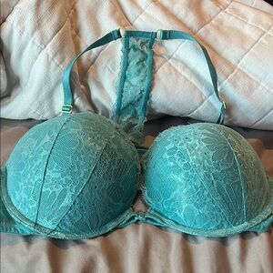 Victoria's Secret Teal Lace Push-Up Bra with Racerback